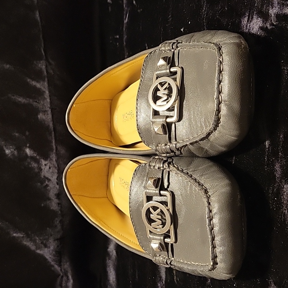 Michael Kors - Grey Leather Loafers, Size 9.5M